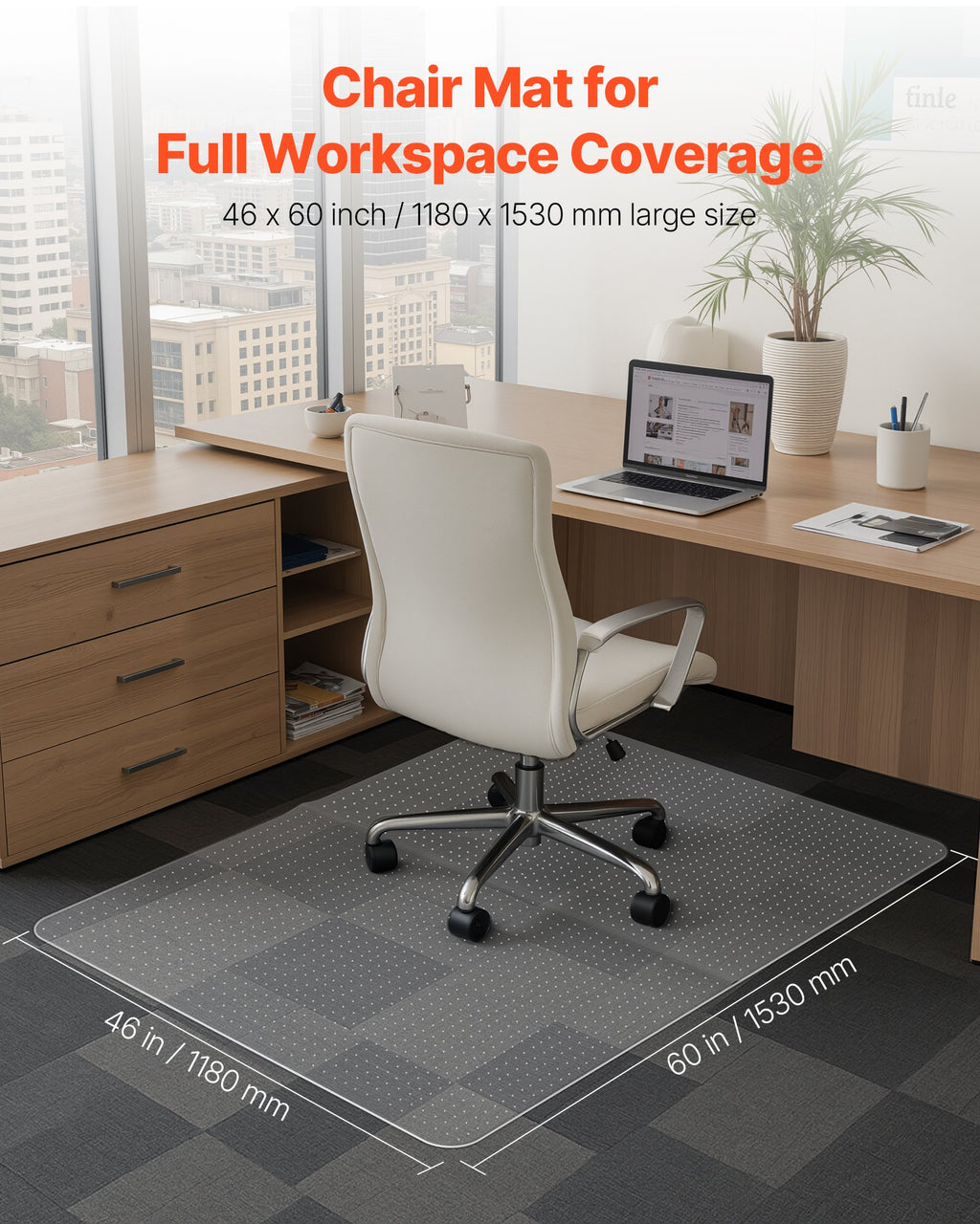 Office Chair Mat for Low Pile Carpet, 60 x 46 in – image 3