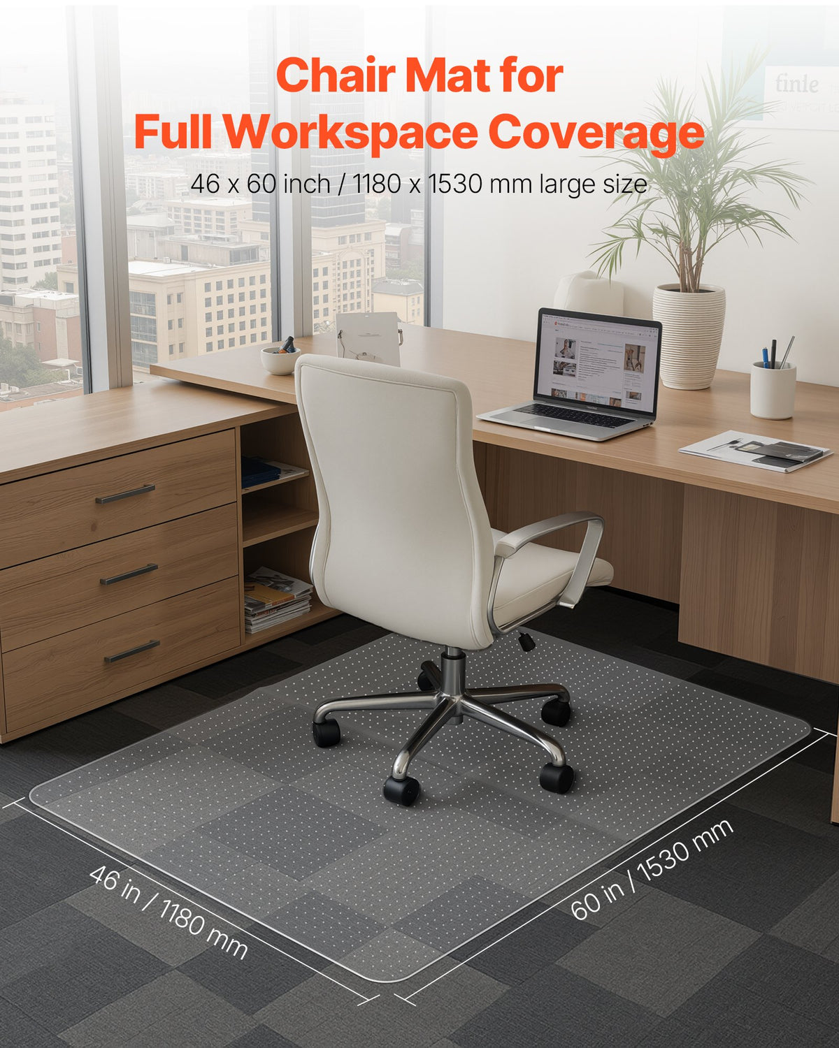 Office Chair Mat for Low Pile Carpet, 60 x 46 in – image 3