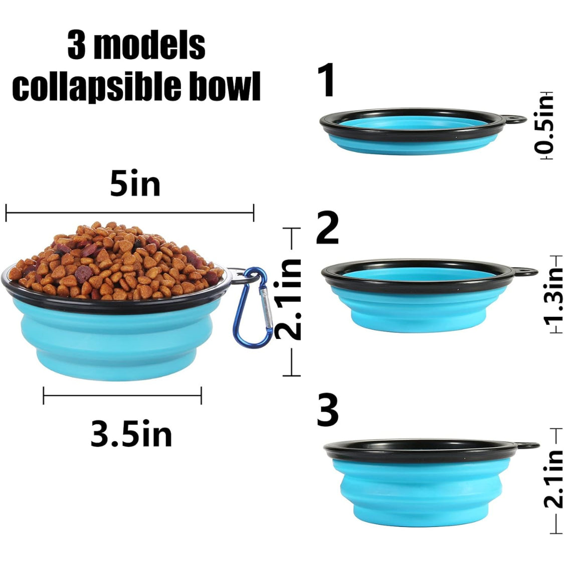 2-Pack Collapsible Travel Pet Bowls with Lids – image 2