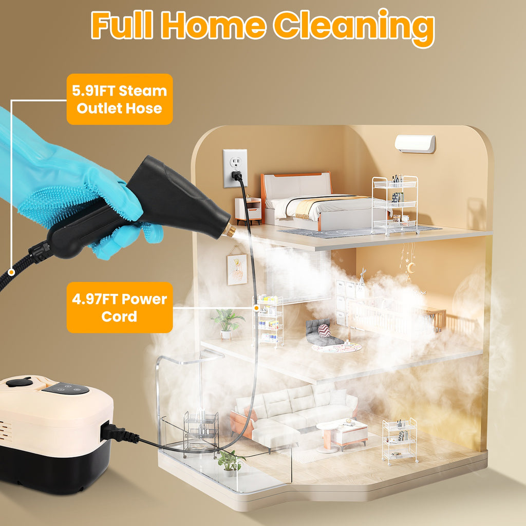 1500W Handheld Steam Cleaner with 1200 ml Tank and 6 Steam Levels – image 5