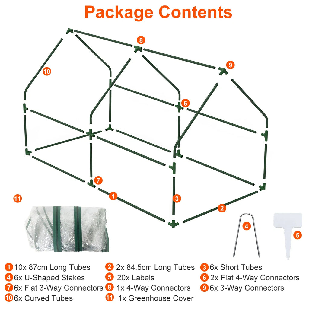 Portable Mini Greenhouse with Zipper Doors, 70.9 x 33.5 x 37.4 in – image 12