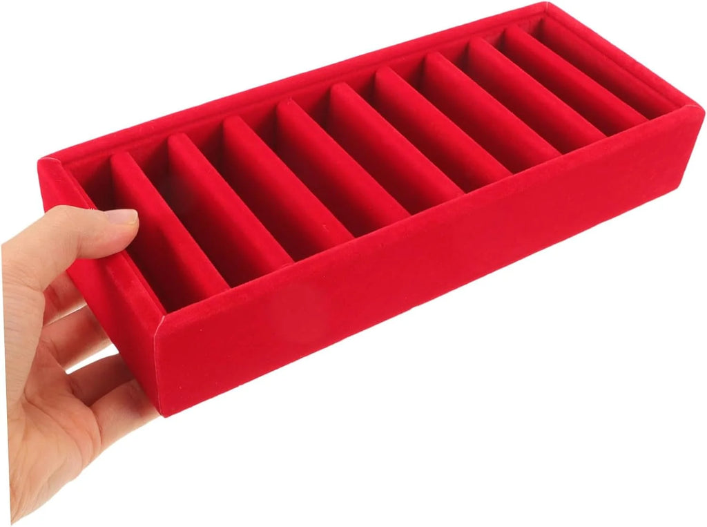 Ribbon Storage Box, Red Craft Organizer with Compartments – image 4
