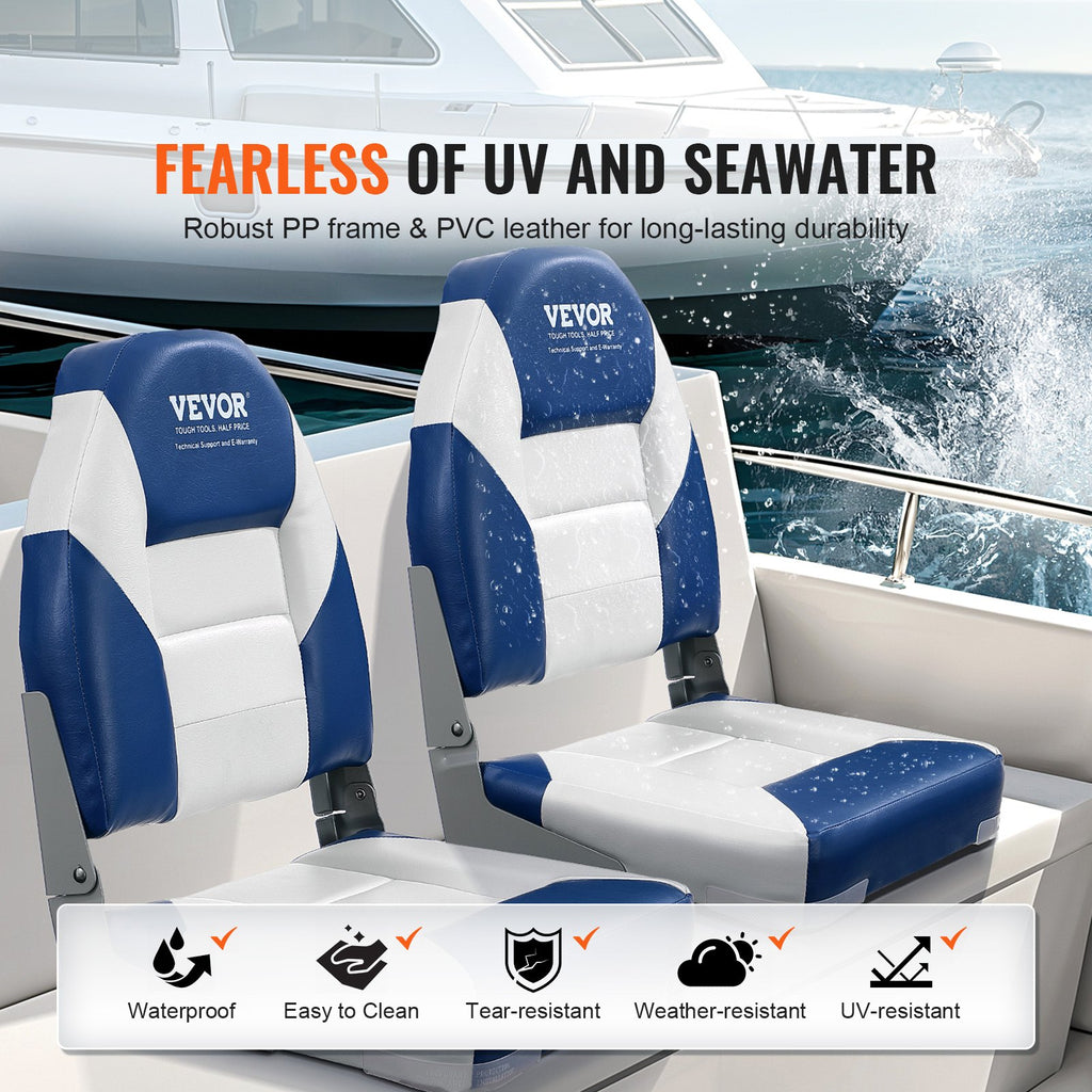 High Back Folding Boat Seats, Padded Fold-Down Chairs, 2 Pack – image 9
