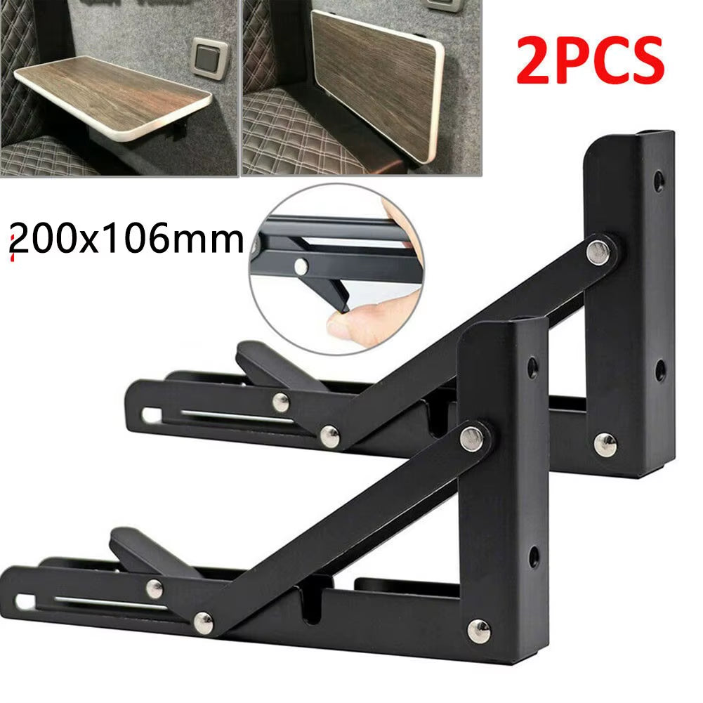 Folding Shelf Brackets - 2-Pack Stainless Steel Camper Table Brackets