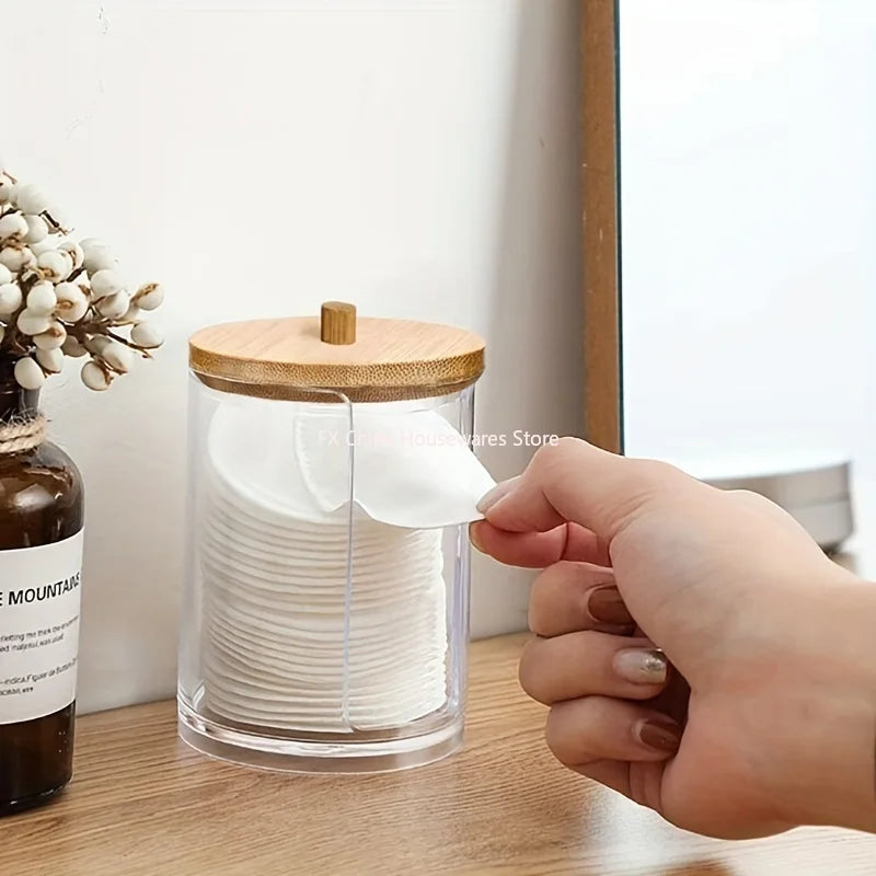 Cotton Pad Holder Round Clear Organizer with Lid – image 3