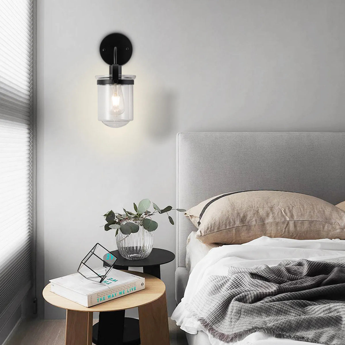 Modern 1-Light Wall Sconce with Clear Glass Globe Shade