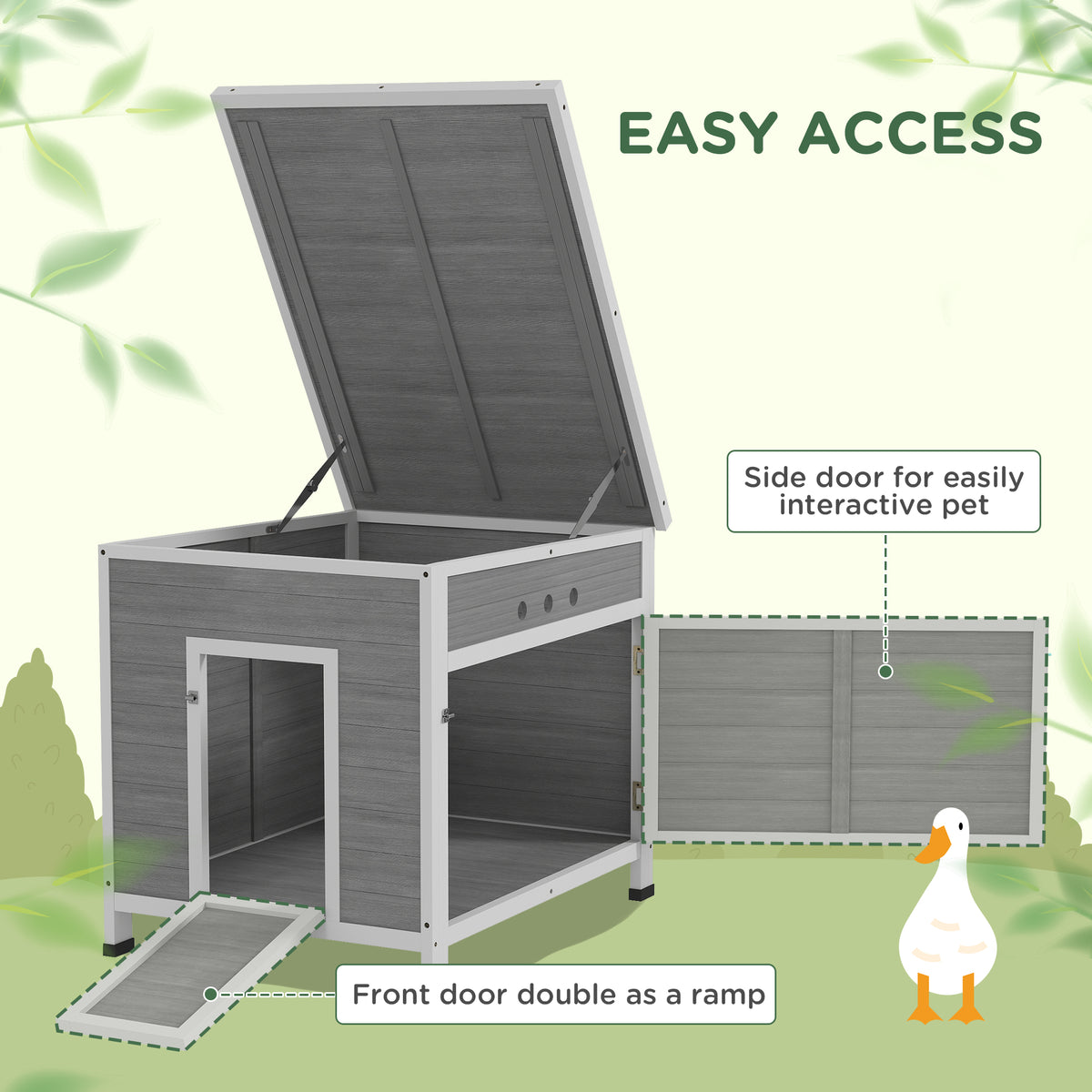 Wooden Duck & Chicken Coop with Openable Roof and Ramp, 2-4 Birds – image 5