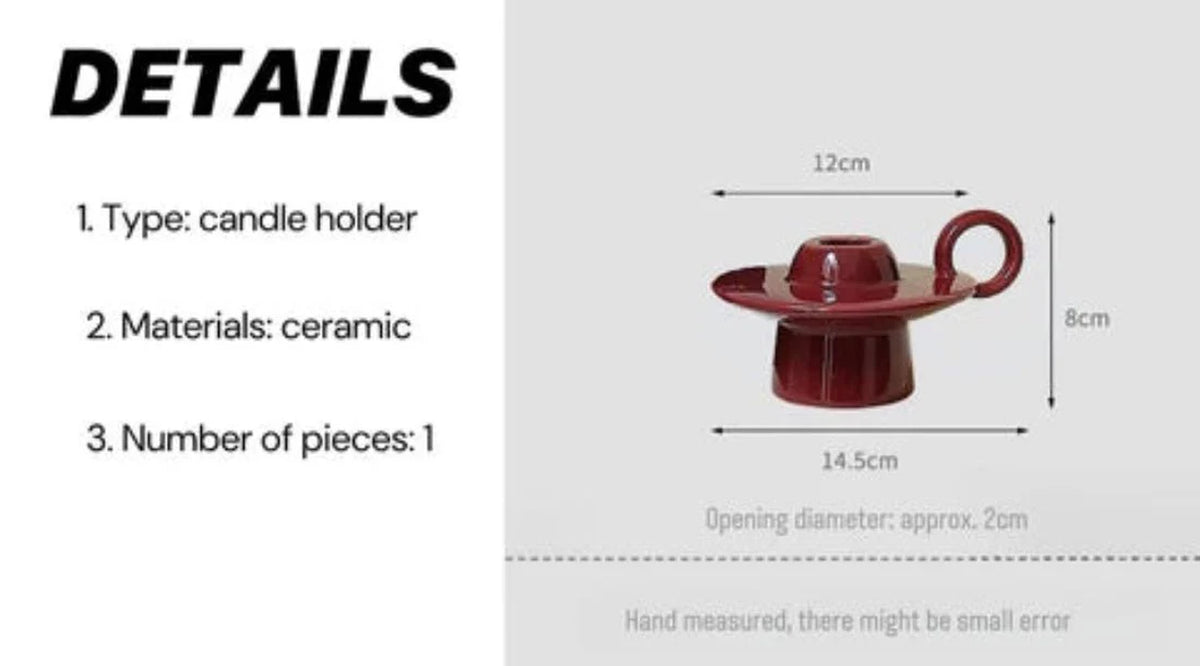 Retro Ceramic Candle Holder with Ring Handle, Handmade – image 10