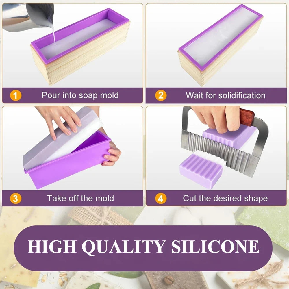Silicone Soap Mold Kit with Wooden Box and Cutters, 42 oz – image 11
