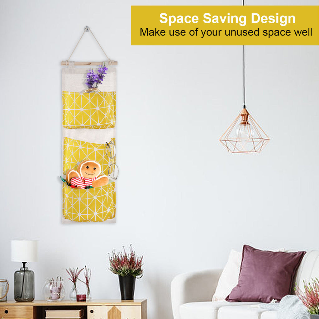 Hanging Wall Organizer - 3-Pocket Linen Door & Closet Storage Bag – image 14