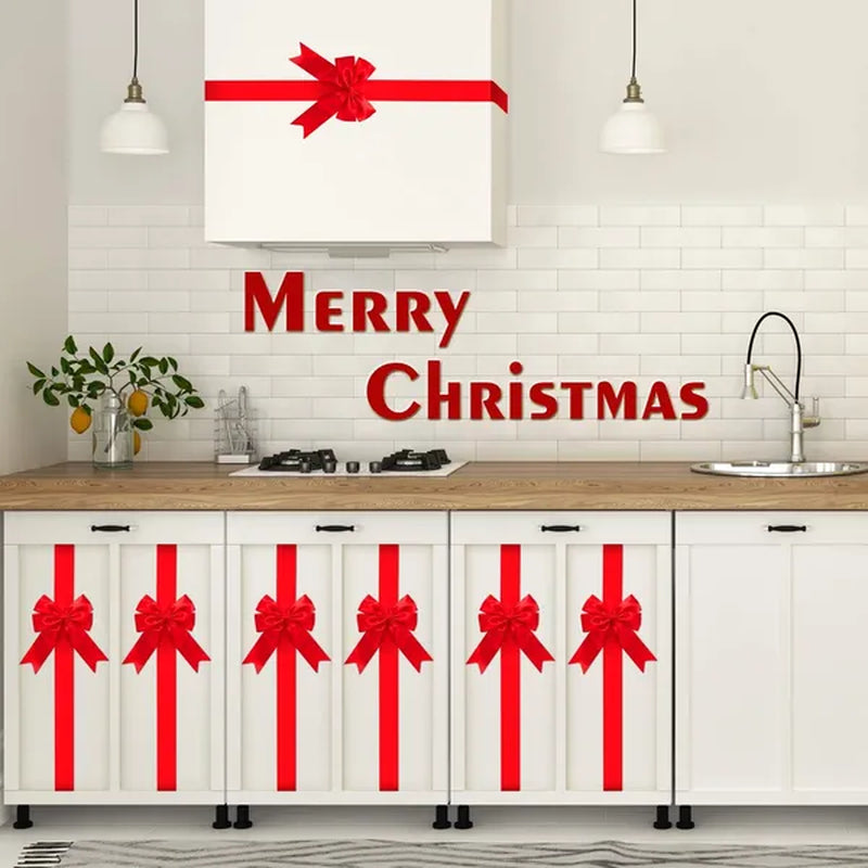 8 Pc Red Christmas Cabinet Bows With 78.8 In Ribbon Tails – image 2