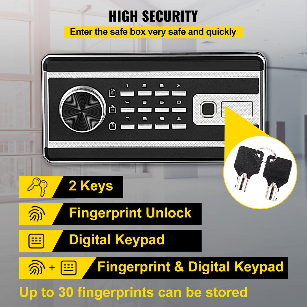 2.1 Cu Ft Fingerprint Safe Box with Keypad and 2 Keys, Steel – image 3