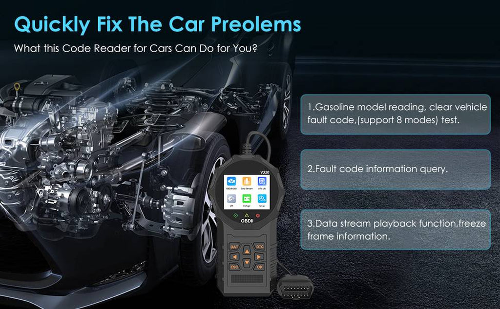 OBD2 Scanner Car Code Reader with Live Data & Battery Test