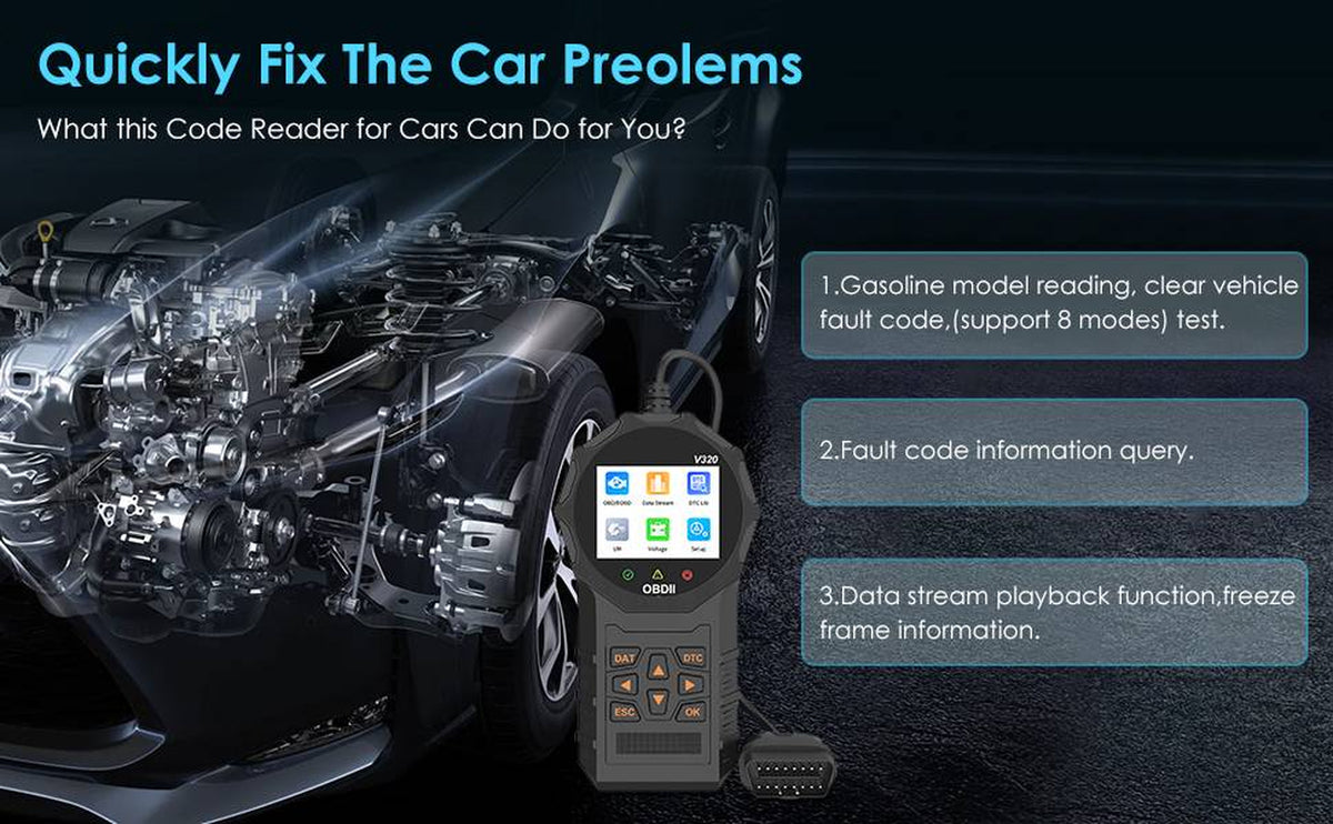 OBD2 Scanner Car Code Reader with Live Data & Battery Test