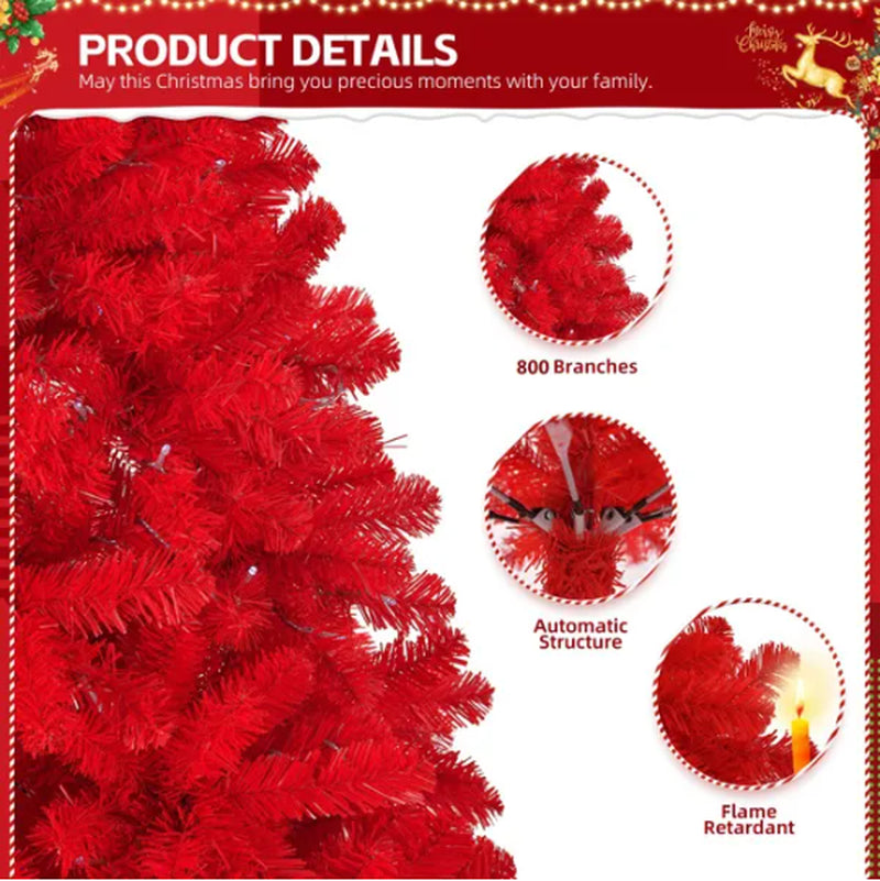 Artificial Christmas Tree 6ft Hinged Pine 800 Tips Metal Stand – image 4