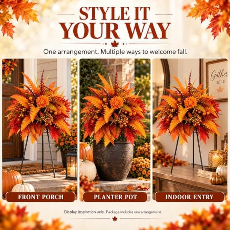 Fall Harvest Floral Garden Stake, Artificial Flowers with Stand, 2 Pc – image 6
