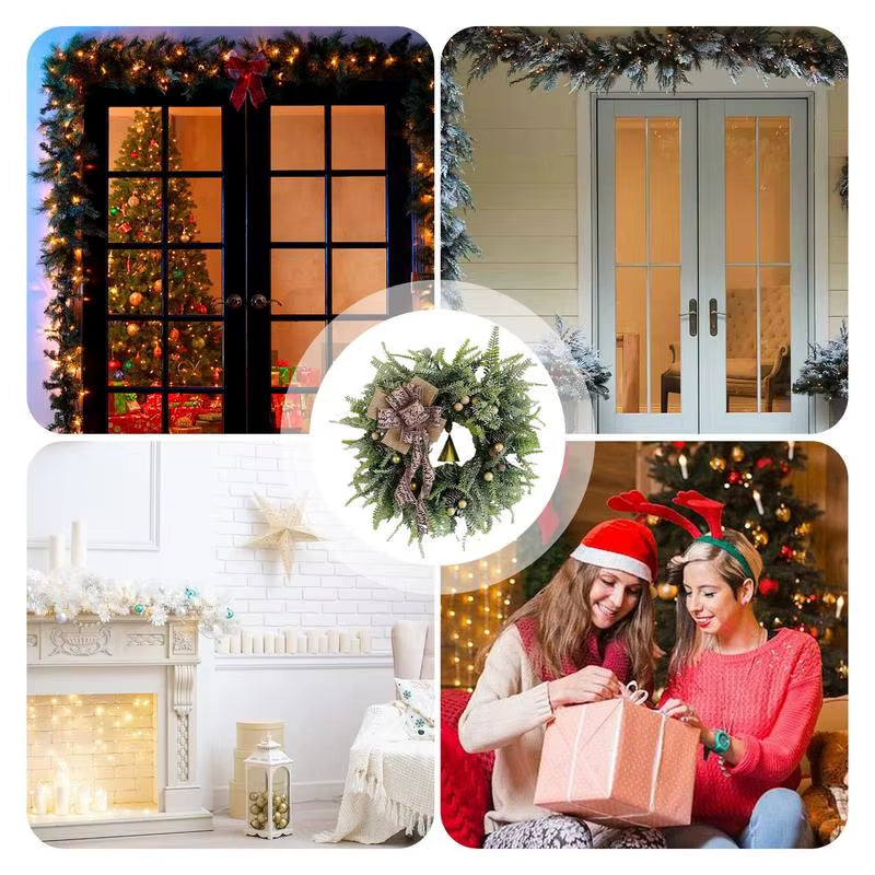 Christmas Door Wreath with Gold Bells and Red Berries, 15.75 in – image 6