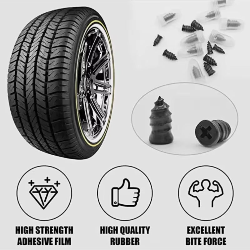 Tire Repair Plug Kit, 60 Screw-In Rubber Plugs with Driver – image 4