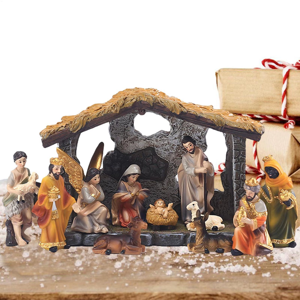 12 Piece Resin Nativity Set Hand Painted Holy Family Figurines – image 3