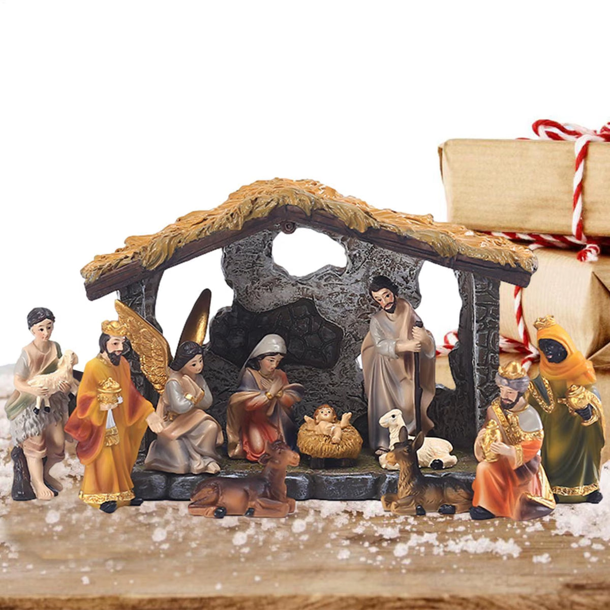 12 Piece Resin Nativity Set Hand Painted Holy Family Figurines – image 3