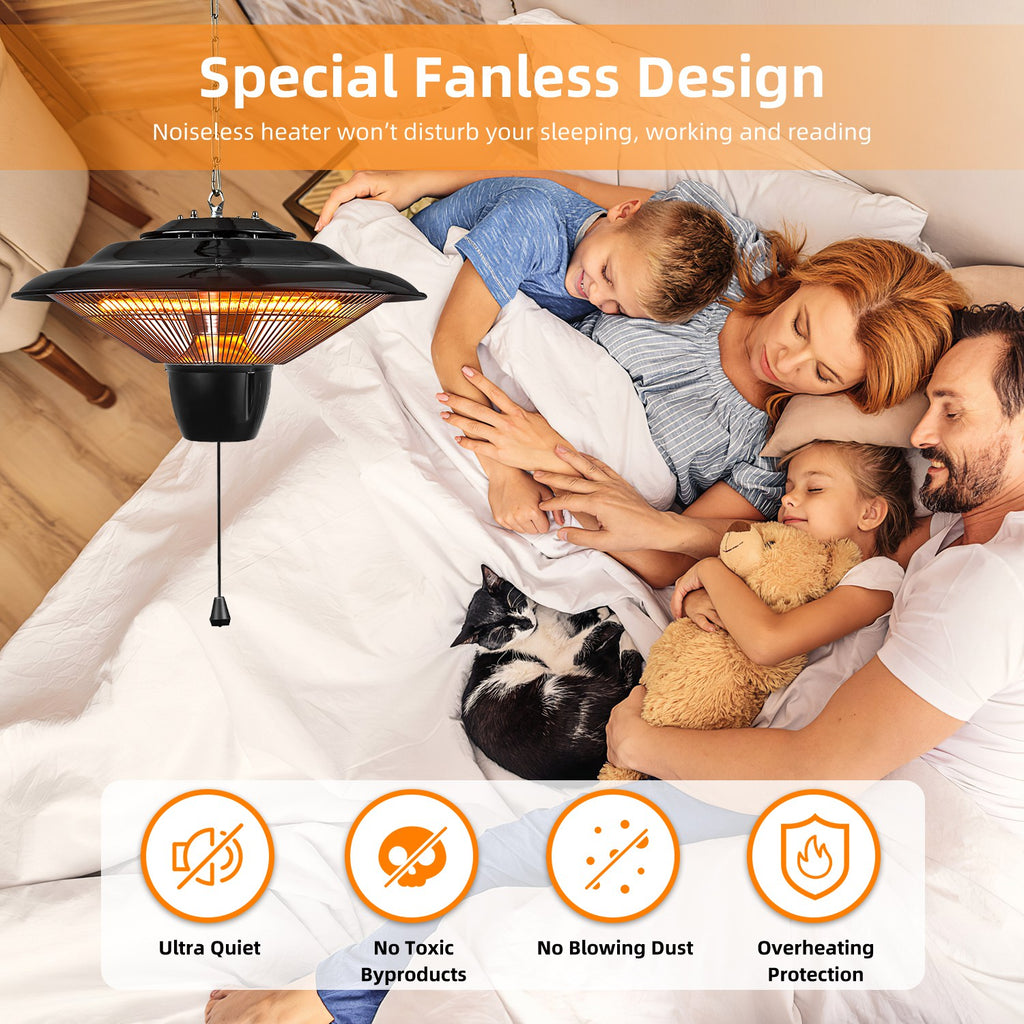 1500W Hanging Electric Patio Heater with Chain and 2 Heat Levels – image 7