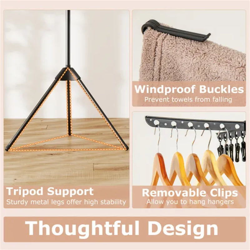 Clothes Drying Rack 3-Tier Foldable Tripod with 24 Clips – image 5
