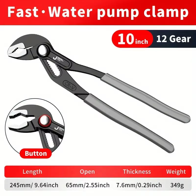 Plumbing Water Pump Pliers 8/10/12 in Quick-Release Adjustable – image 8