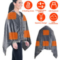 USB Heated Poncho Wrap Blanket with Zipper, 59 x 31 in