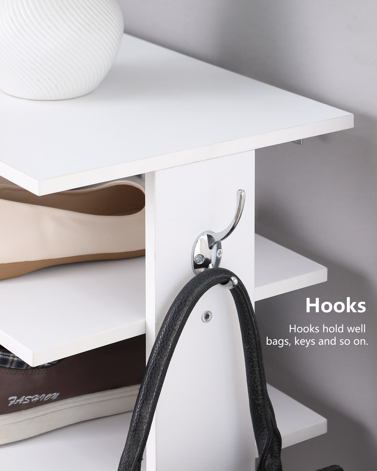Shoe Rack 7-Tier Vertical with Hooks, Narrow Entryway Organizer – image 4