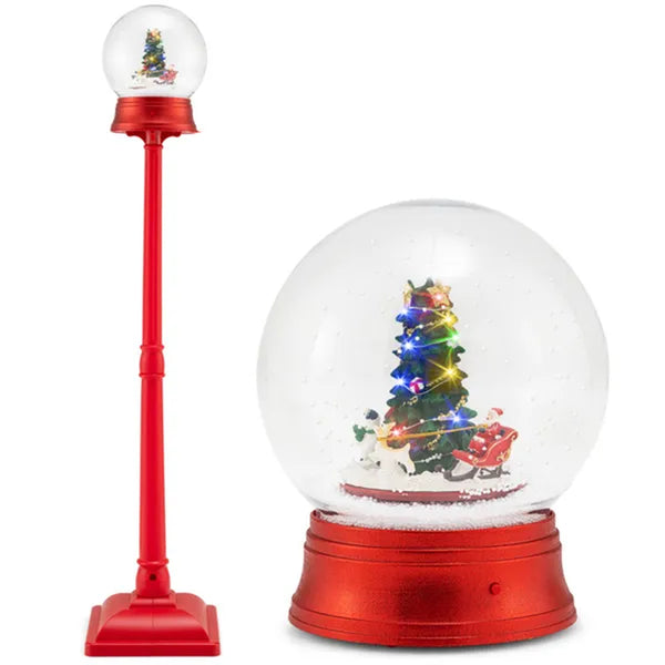 5 Ft Musical Christmas Streetlamp with Rotating Santa Scene