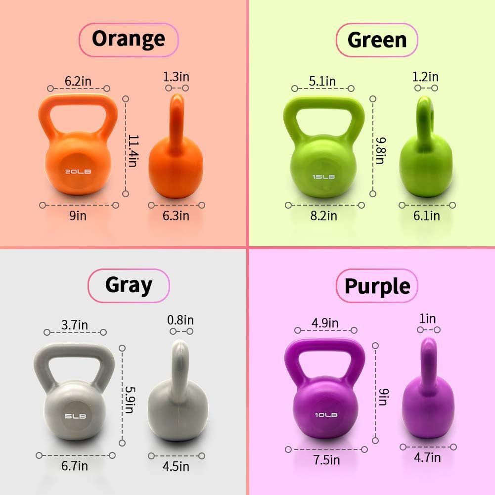 Kettlebell 10 lb – Vinyl Coated Wide-Handle Weight, Purple – image 7