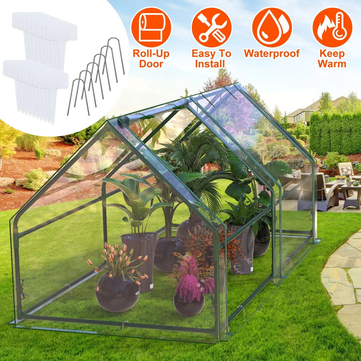 Portable Mini Greenhouse with Zipper Doors, 70.9 x 33.5 x 37.4 in – image 2