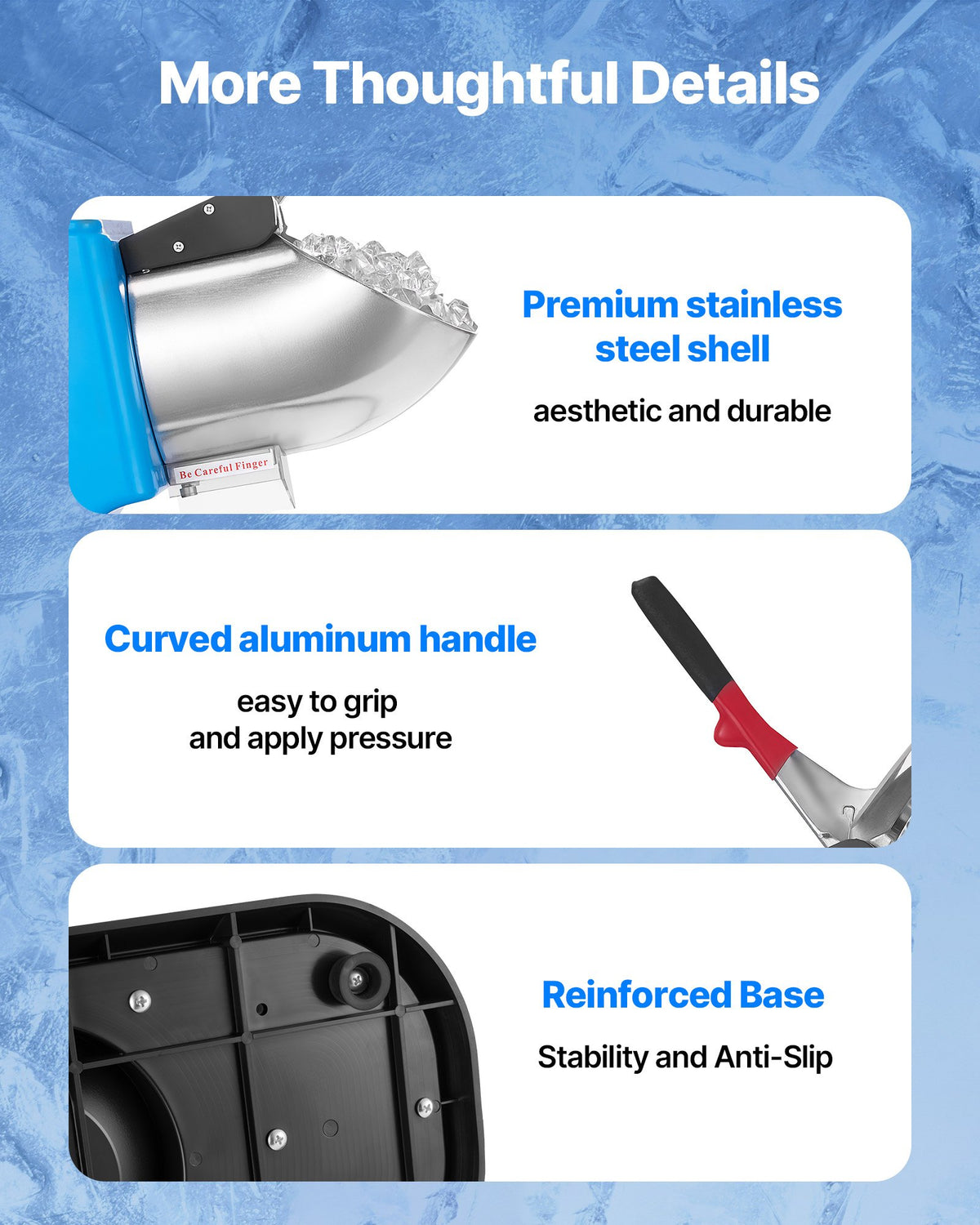 Electric Ice Shaver & Snow Cone Machine, 220 lb/h Commercial Ice Crusher – image 4