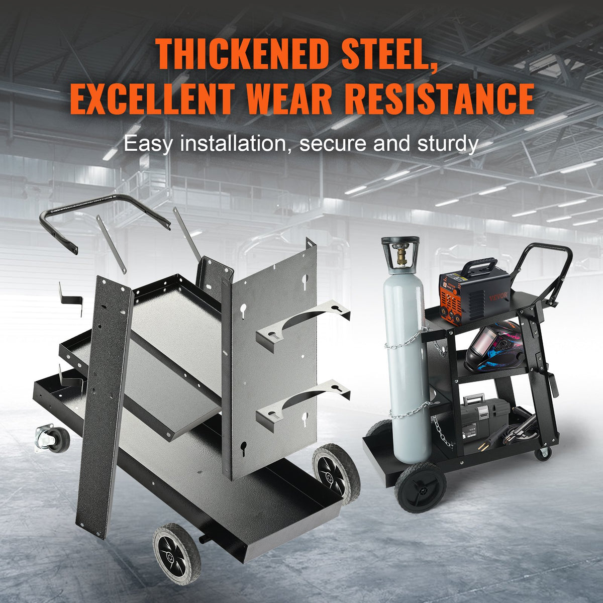 Welding Cart 3-Tier Heavy Duty, 400 lb Capacity, Swivel Wheels