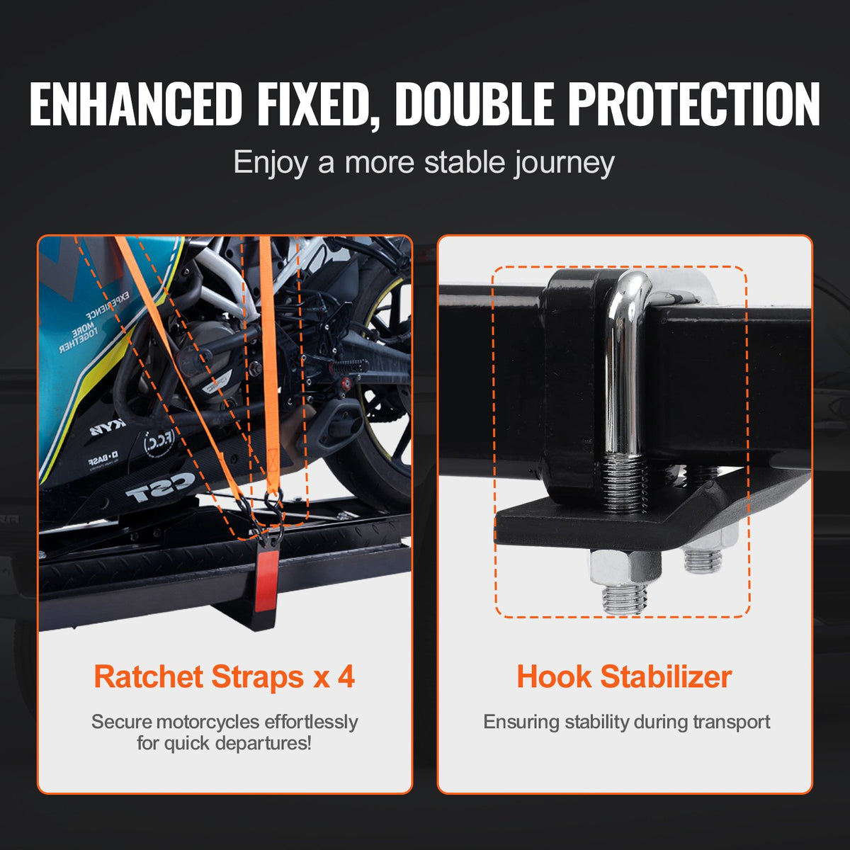 Hitch Motorcycle Carrier – 600 lb Steel Rack with Loading Ramp – image 5