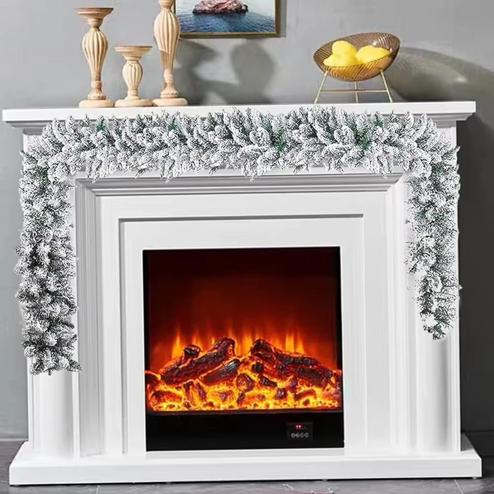 Snow Flocked Christmas Garland 9 Ft Artificial Mantel Garland – image 3