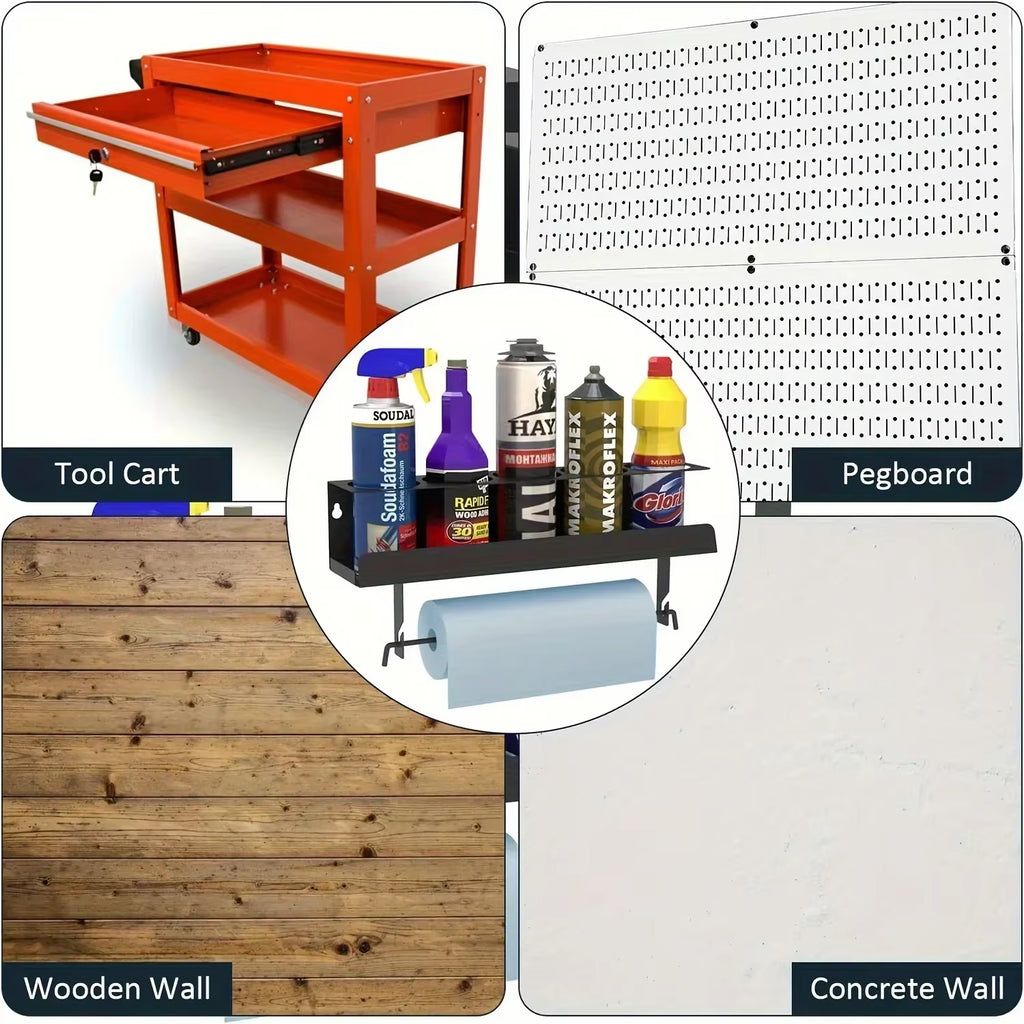 Wall Mount Spray Can Holder Rack, Steel Garage Bottle Organizer – image 5