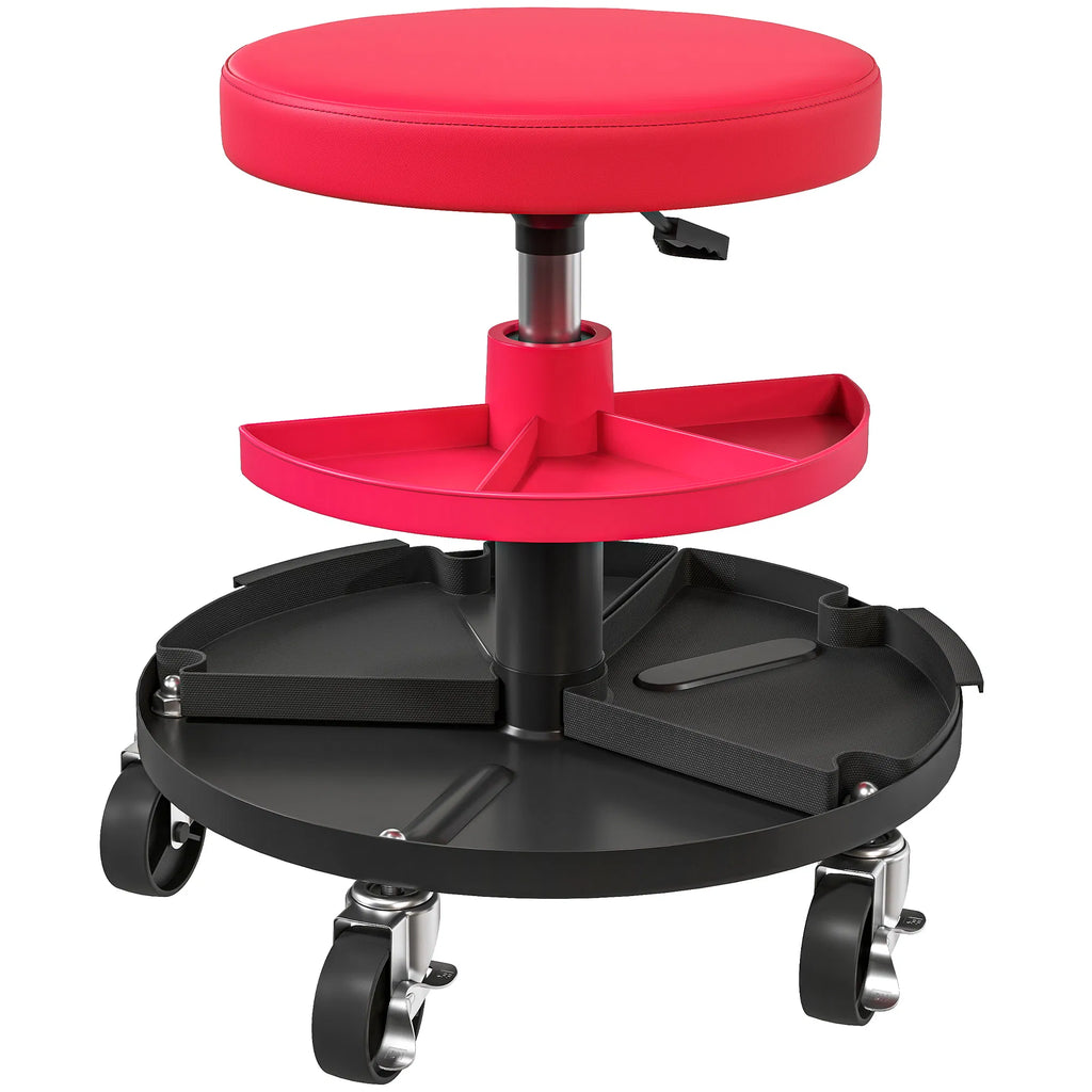 Rolling Garage Shop Stool 300 Lb with Tool Trays Adjustable Height