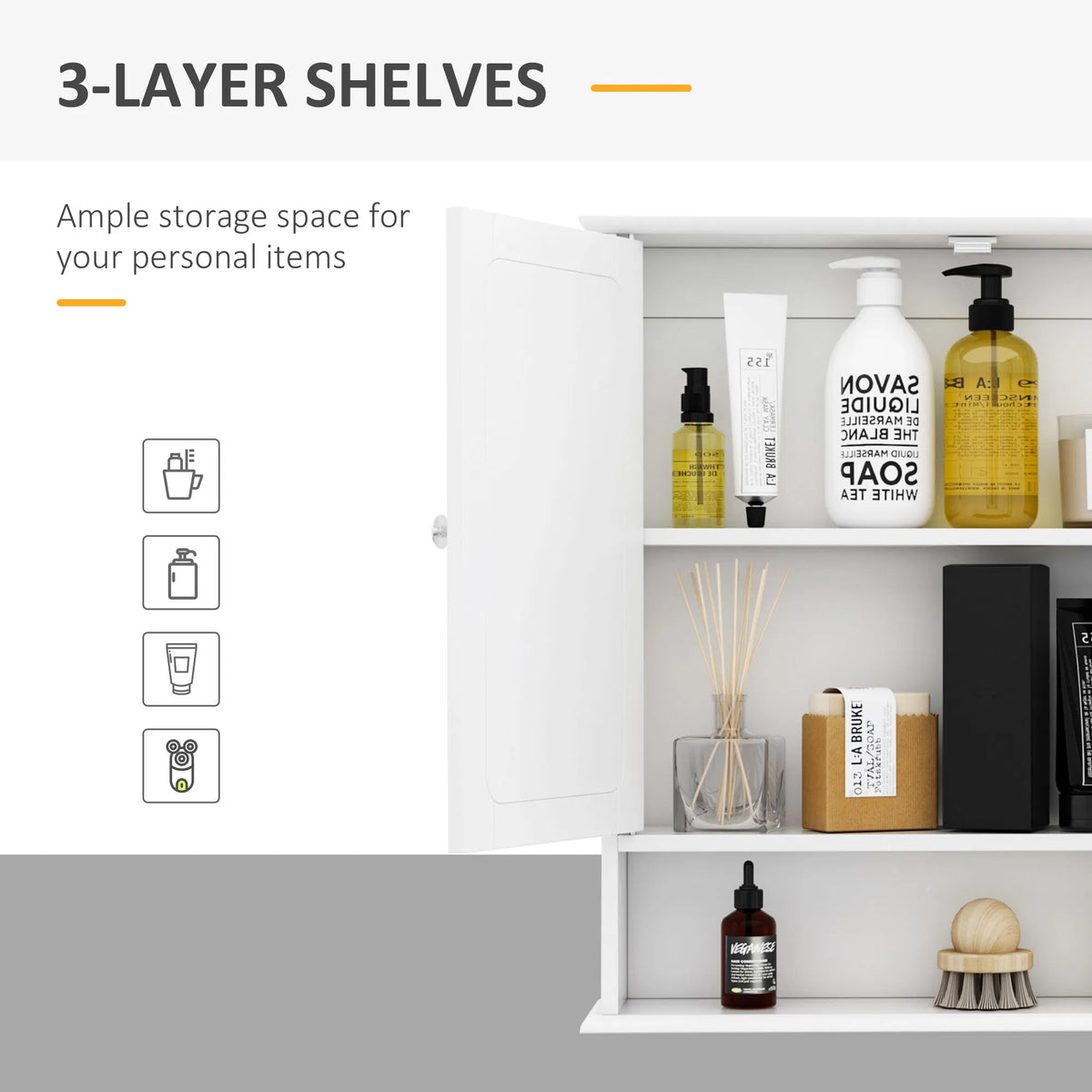 Medicine Cabinet, Wall-Mounted Mirror Cabinet with Double Doors – image 5