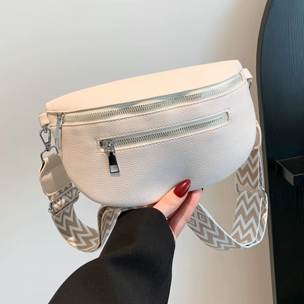 Crossbody Sling Bag Half-Moon PU Leather Chest Bag – image 4