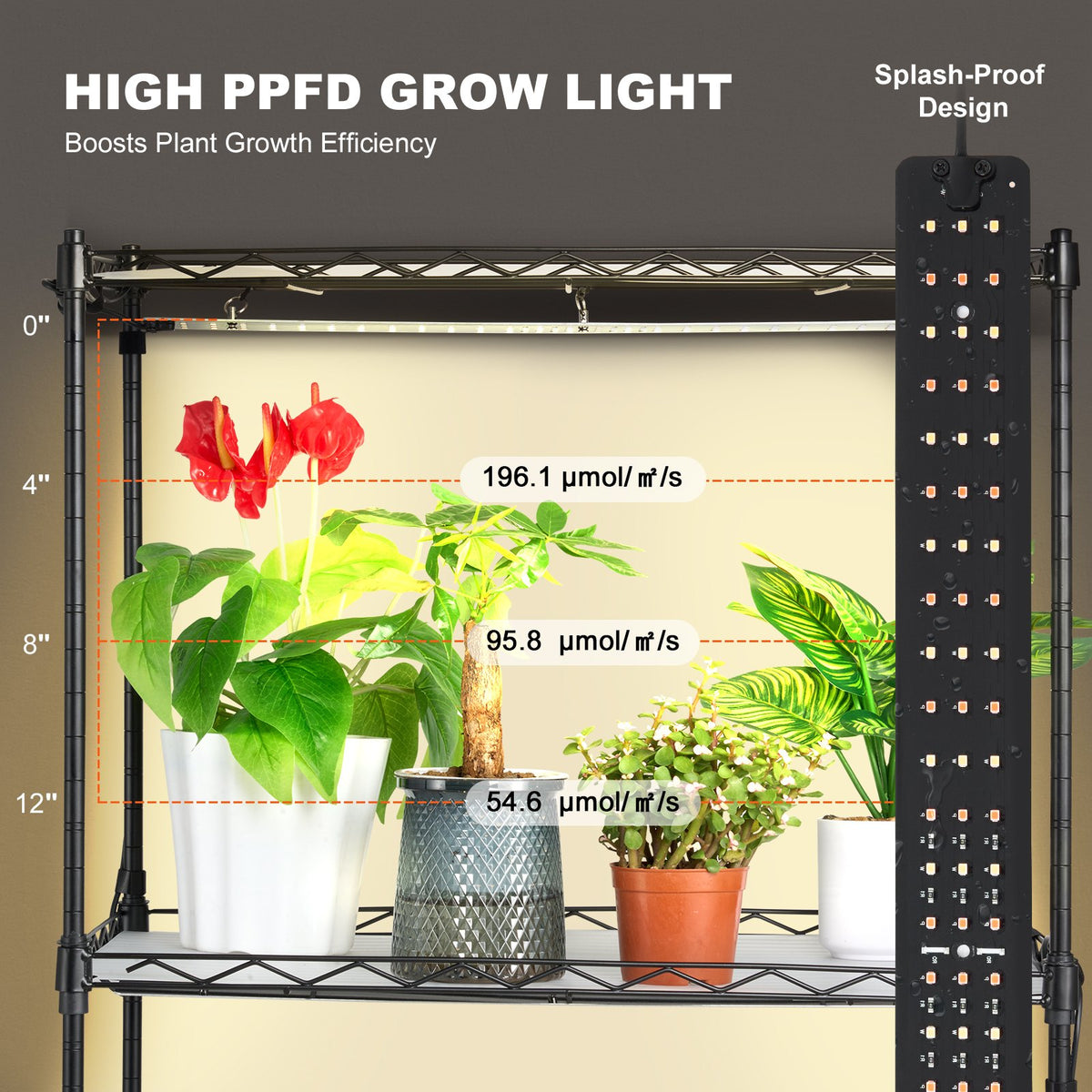 4-Tier Plant Stand with 45W Grow Light, Timer and Wheels – image 9