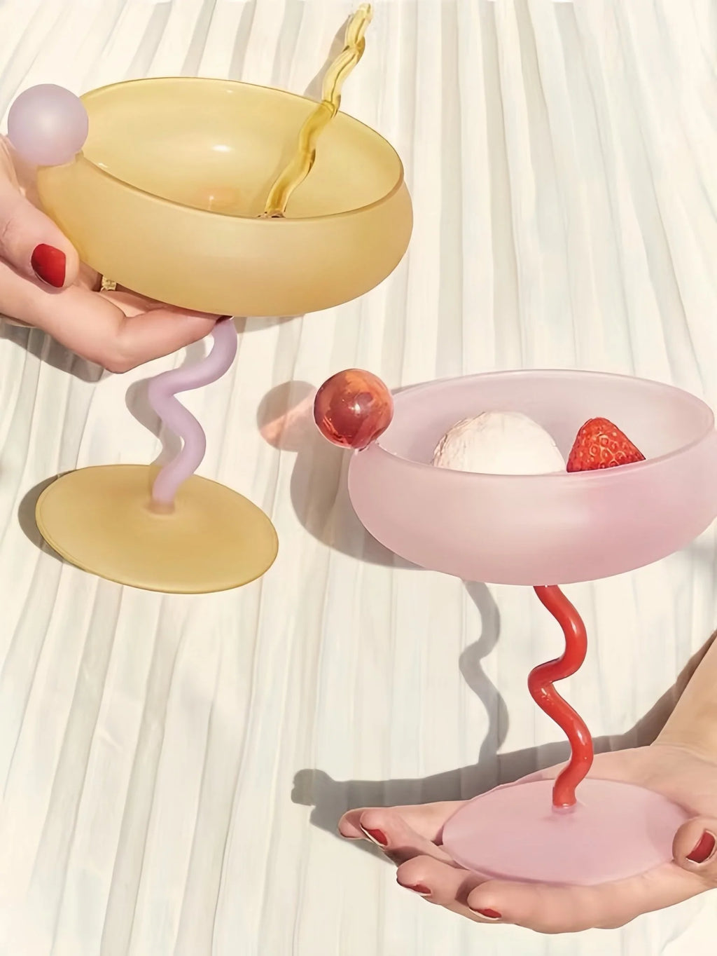 Hand Blown Jelly Bean Cocktail Coupe Glass