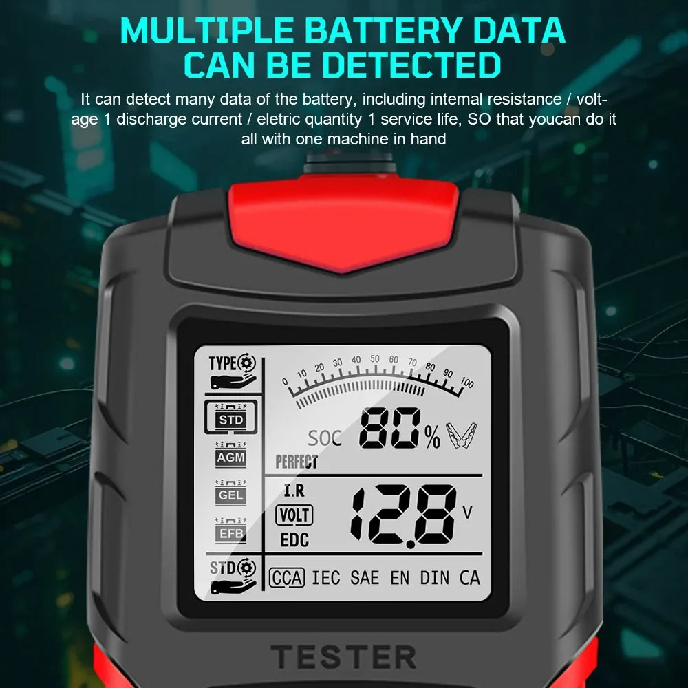 Car Battery Tester 12V/24V Digital Analyzer for Lead Acid, AGM, Gel – image 6