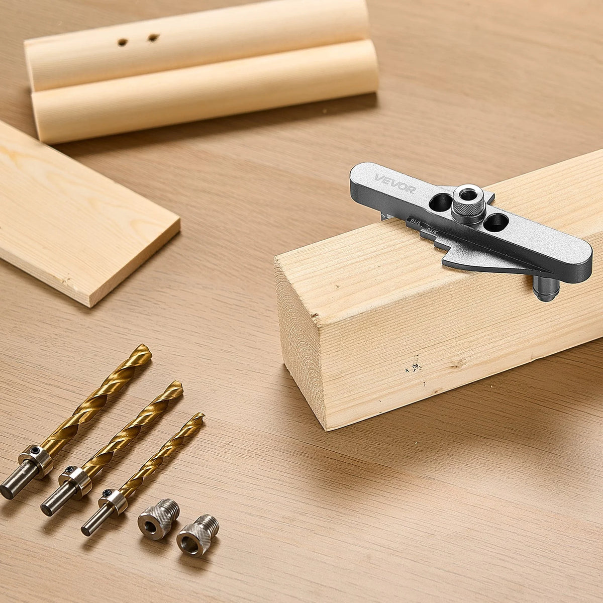 Self-Centering Doweling Jig Kit, 1/4, 5/16, 3/8 in Drill Guide – image 3