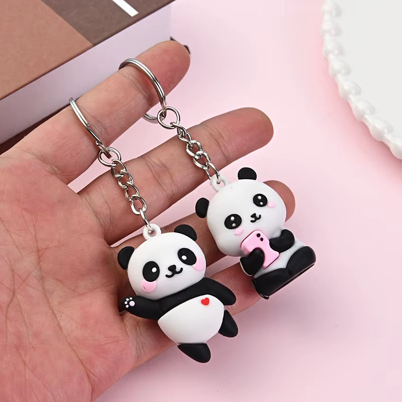 Cute Cartoon Panda Couple Keychain – image 4