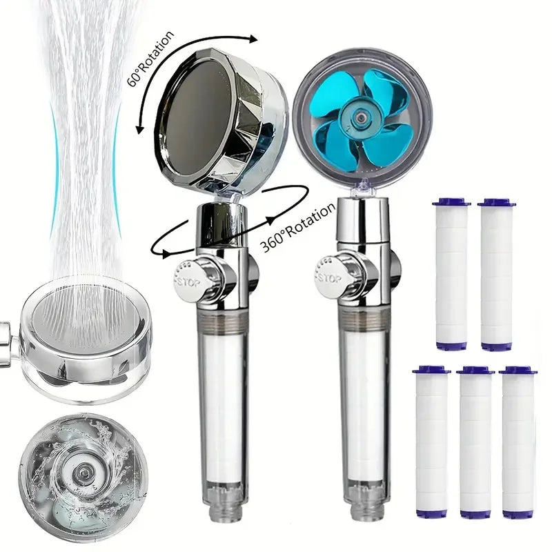 Turbo Fan Handheld Shower Head, 360 Rotating High Pressure Sprayer – image 2