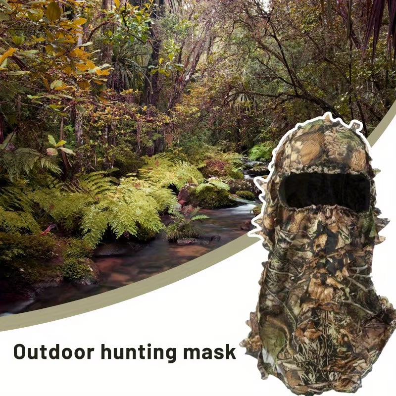 3D Leafy Camo Hunting Face Mask, Breathable Full Face Cover