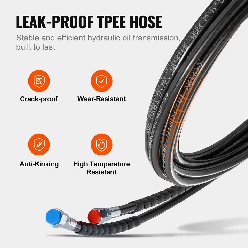 20 Ft Hydraulic Steering Hose Kit, 2-Piece Outboard Hoses to 300HP