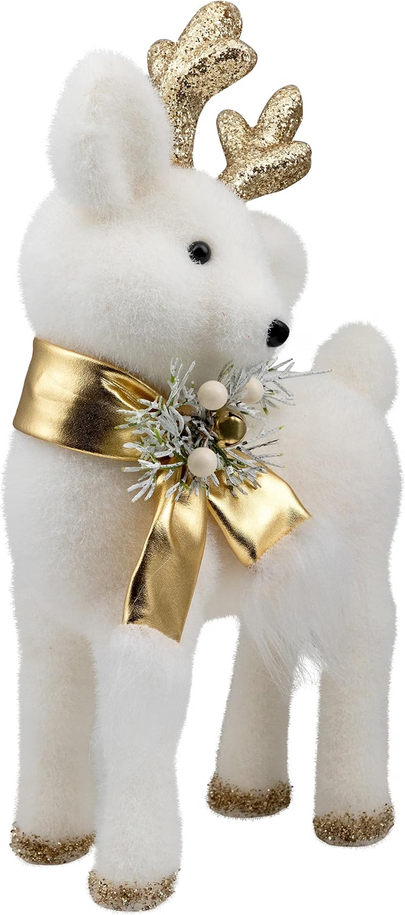 Glittered Standing Deer Christmas Figure 12.25 in, White and Gold – image 4
