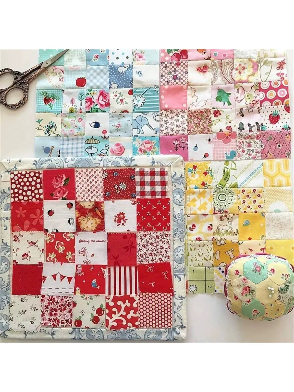 Cotton Fabric Squares 300 Pc, 4 X 4 in Quilting Patchwork Bundle